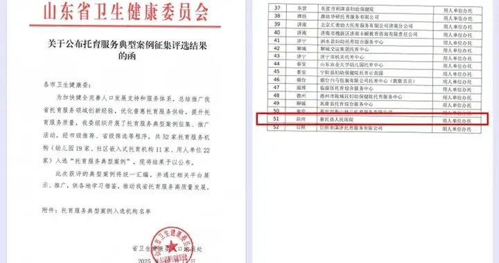 喜报！惠民县人民医院入选山东省托育服务典型案例