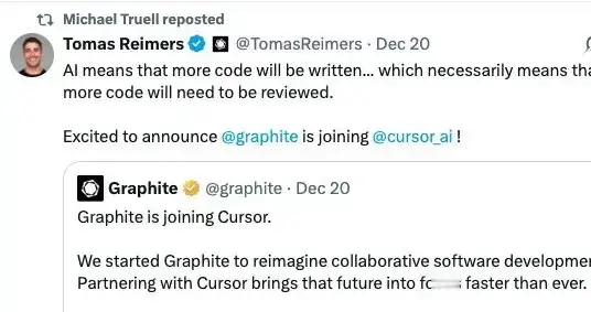 “Cursor的bug太多了，他们直接买下一家代码评审公司来修！”