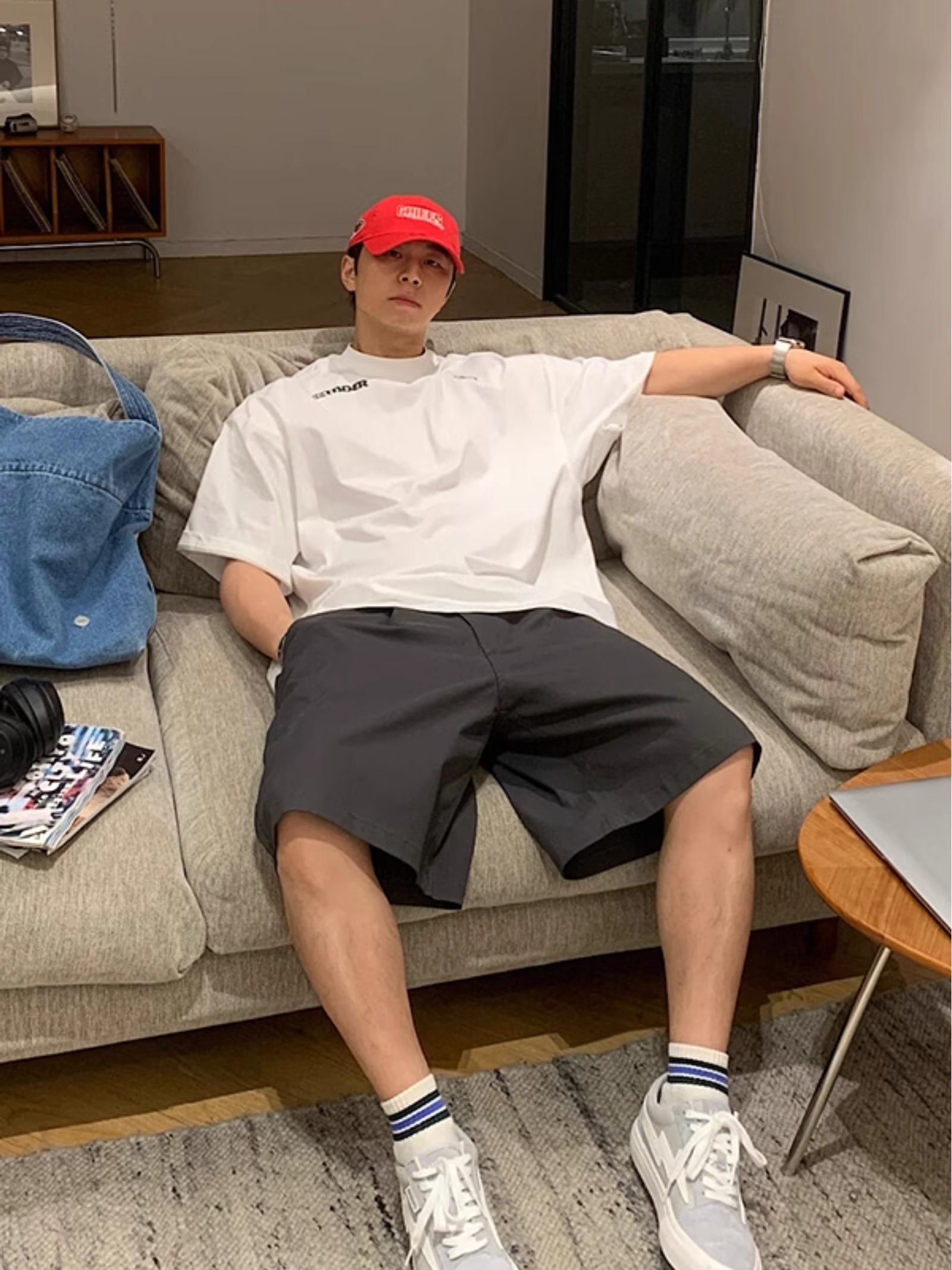黑色冰丝速干短裤男夏季日系复古阔腿工装裤