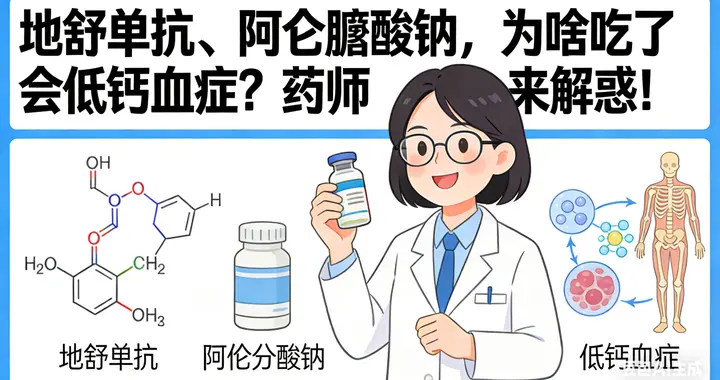 地舒单抗、阿仑膦酸钠，为啥吃了会低钙血症？药师来解惑！