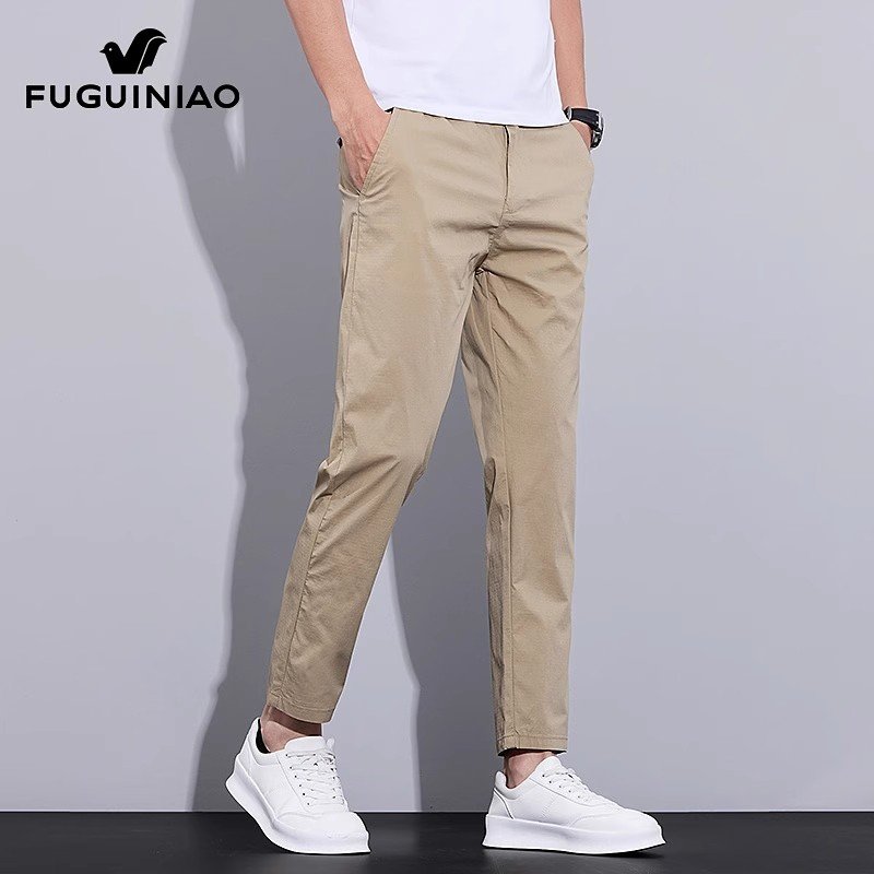 九分休闲裤男士西裤春季新款黑色长裤子男款