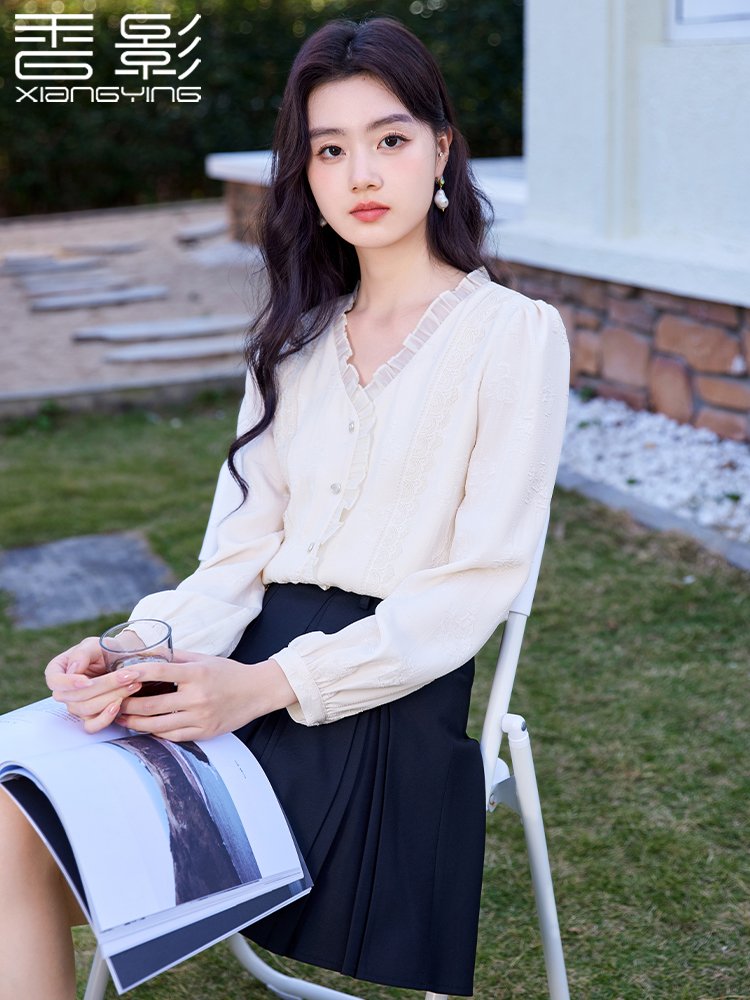 香影法式雪纺长袖衬衫女