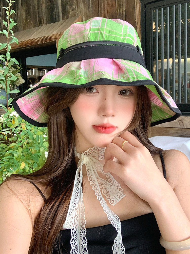 夏季轻薄透气彩色格子速干渔夫帽！