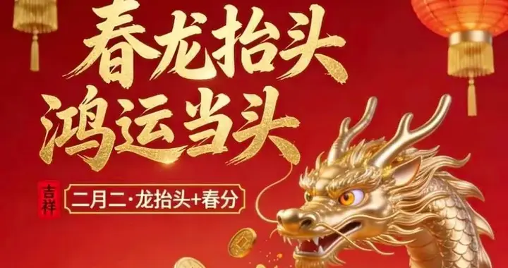 二月初二，龙抬头，迎春分，愿你春风得意，抬头见好运