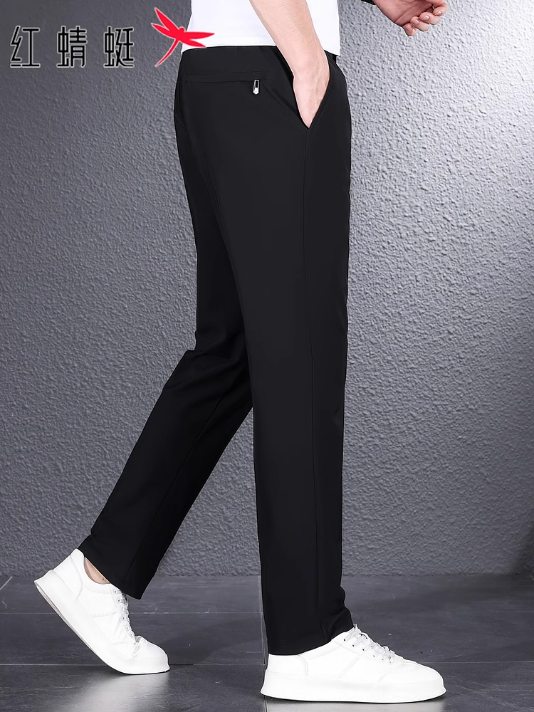 红蜻蜓冰丝休闲裤男士夏季新款潮流宽松长裤
