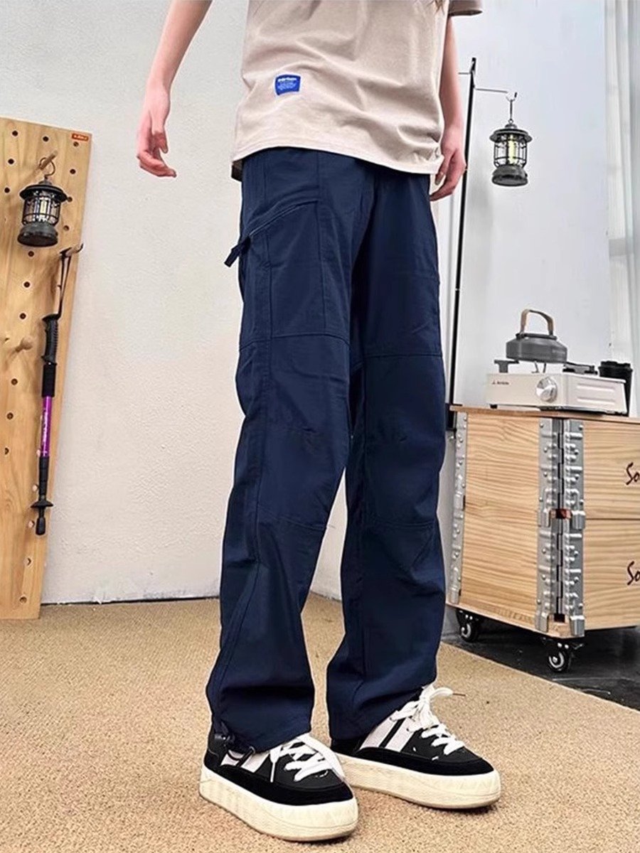 藏青色软壳冲锋裤男款美式机能防水速干裤子