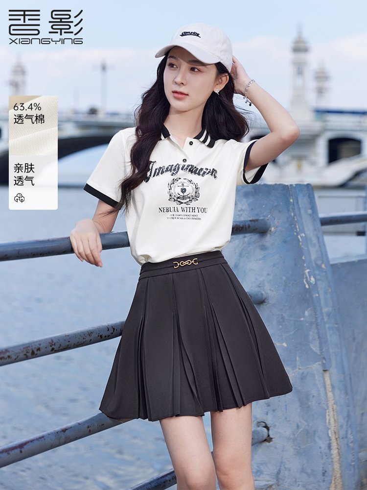 香影polo翻领短袖t恤女