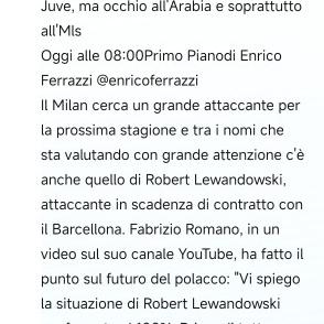 米兰小文若：巴塞罗那俱乐部前锋莱万多夫斯