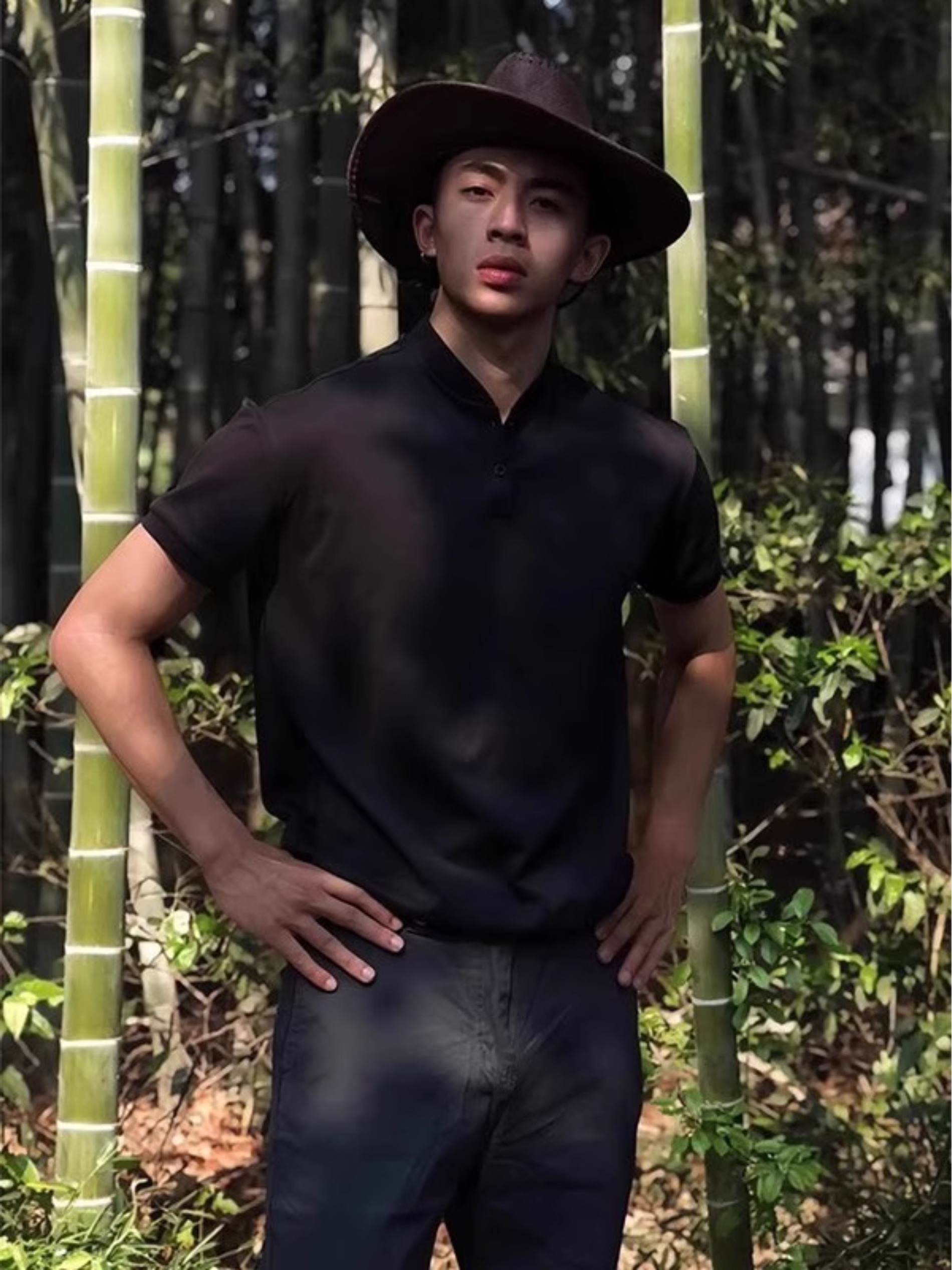 黑色亨利领男士短袖t恤2025新款夏季运