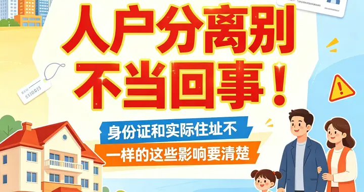 人户分离别不当回事！身份证和实际住址不一样的这些影响要清楚