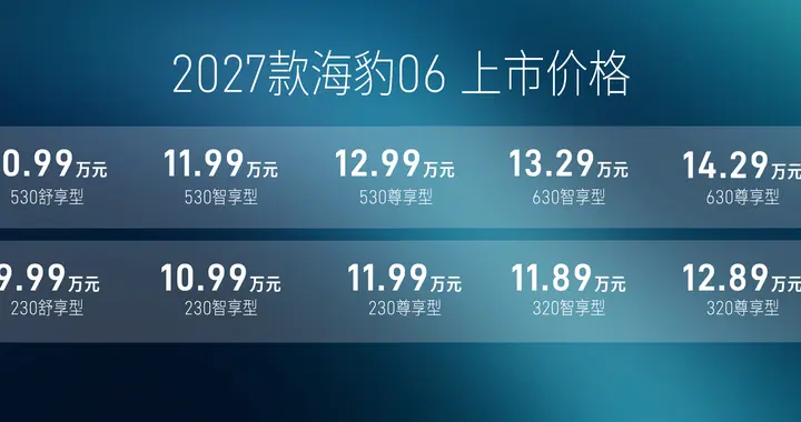 9.99万即享2027款海豹06越级实力