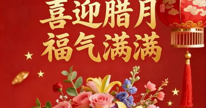 腊月初开，好运来，愿鸿运当头照，财源滚滚到