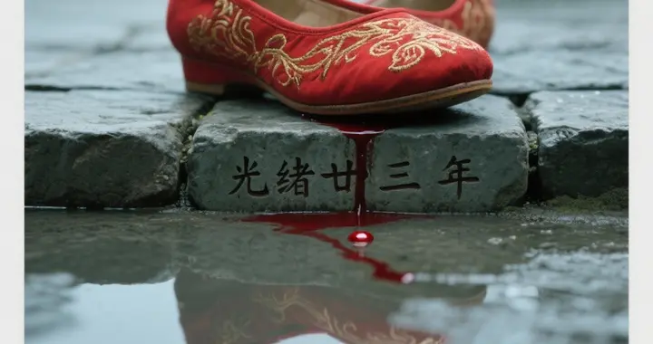 她被钉进红绣鞋那夜 脚骨碎成十七块 却坚持踩着血印走完三里青石街