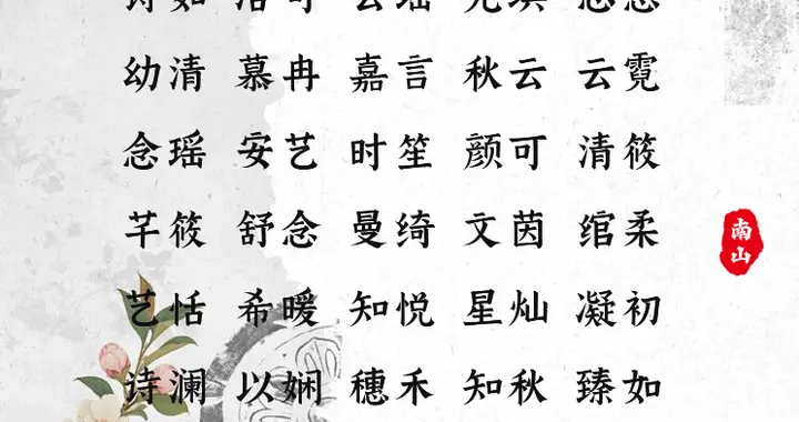 好似豆蔻年华的女孩名字，个个气质清雅，人见人爱