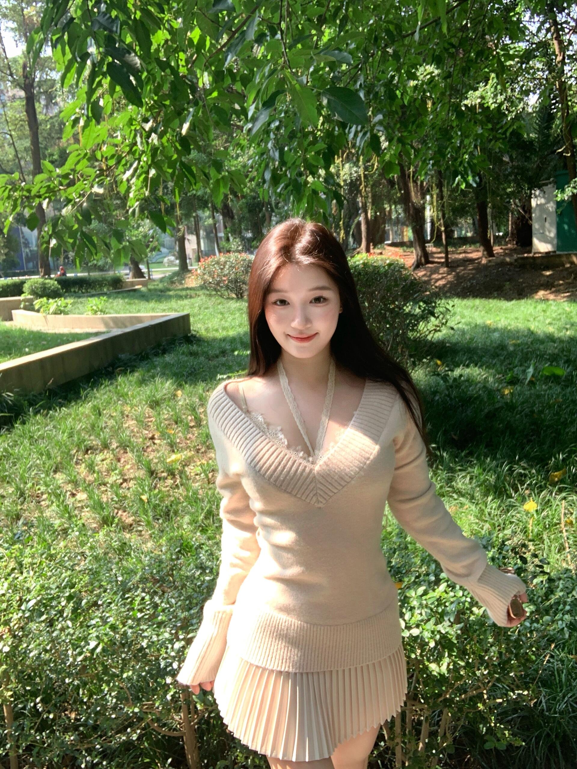 针织衫半身连衣裙约会短裙穿搭一整套装女