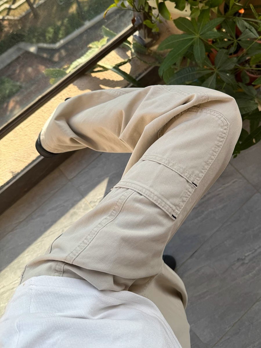 卡其色多口袋工装裤男款春秋美式高街伐木裤