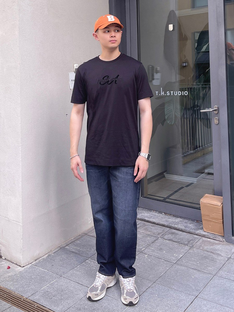 阿玛尼男士全棉圆领T恤