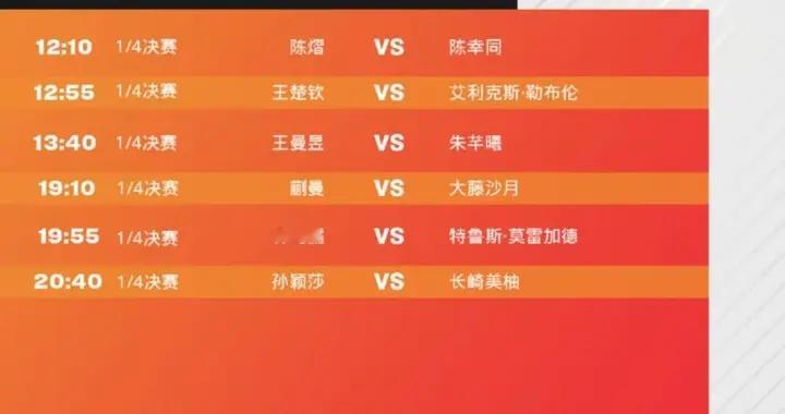 12号赛程安排惹众议，孙颖莎球迷严重不满 太针对！纷纷要求改时间