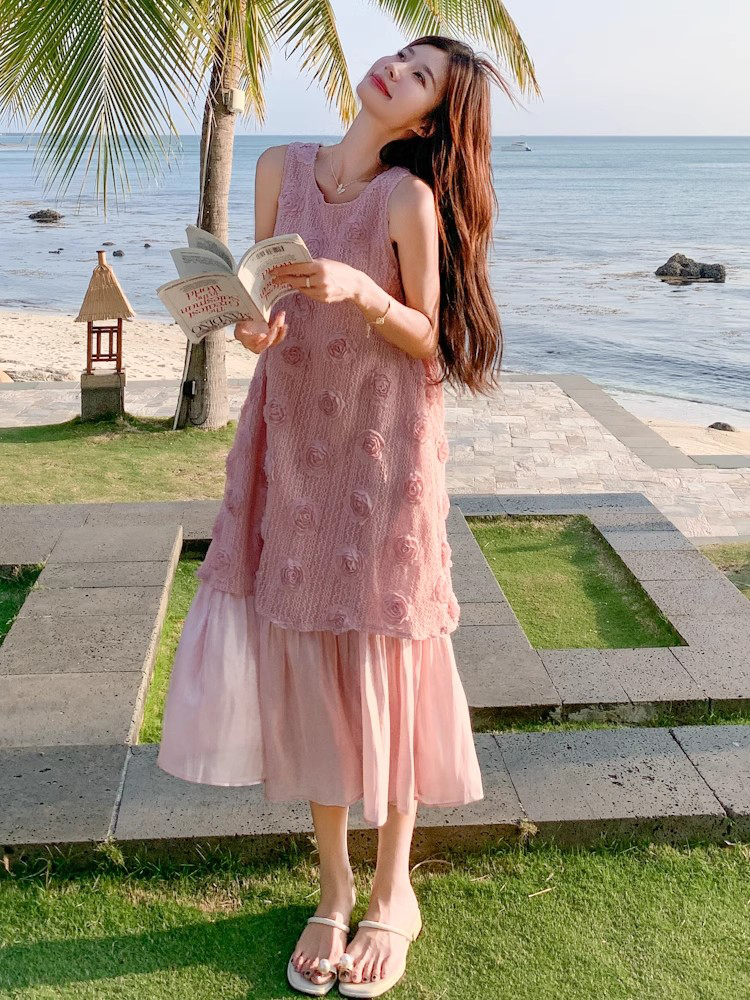 「立体花朵裙 粉夏温柔天花板」