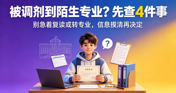 被大学专业调剂别慌！先查清这4件事，再决定复读或转专业