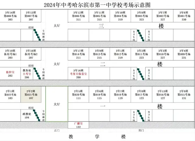 明日中考！哈市部分考点考场分布图来了