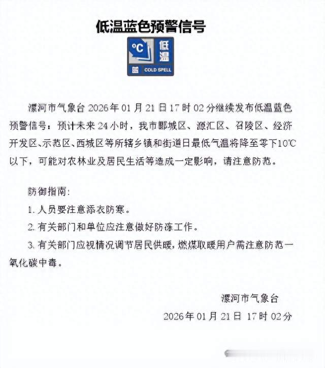 注意防范，漯河发布最新预警