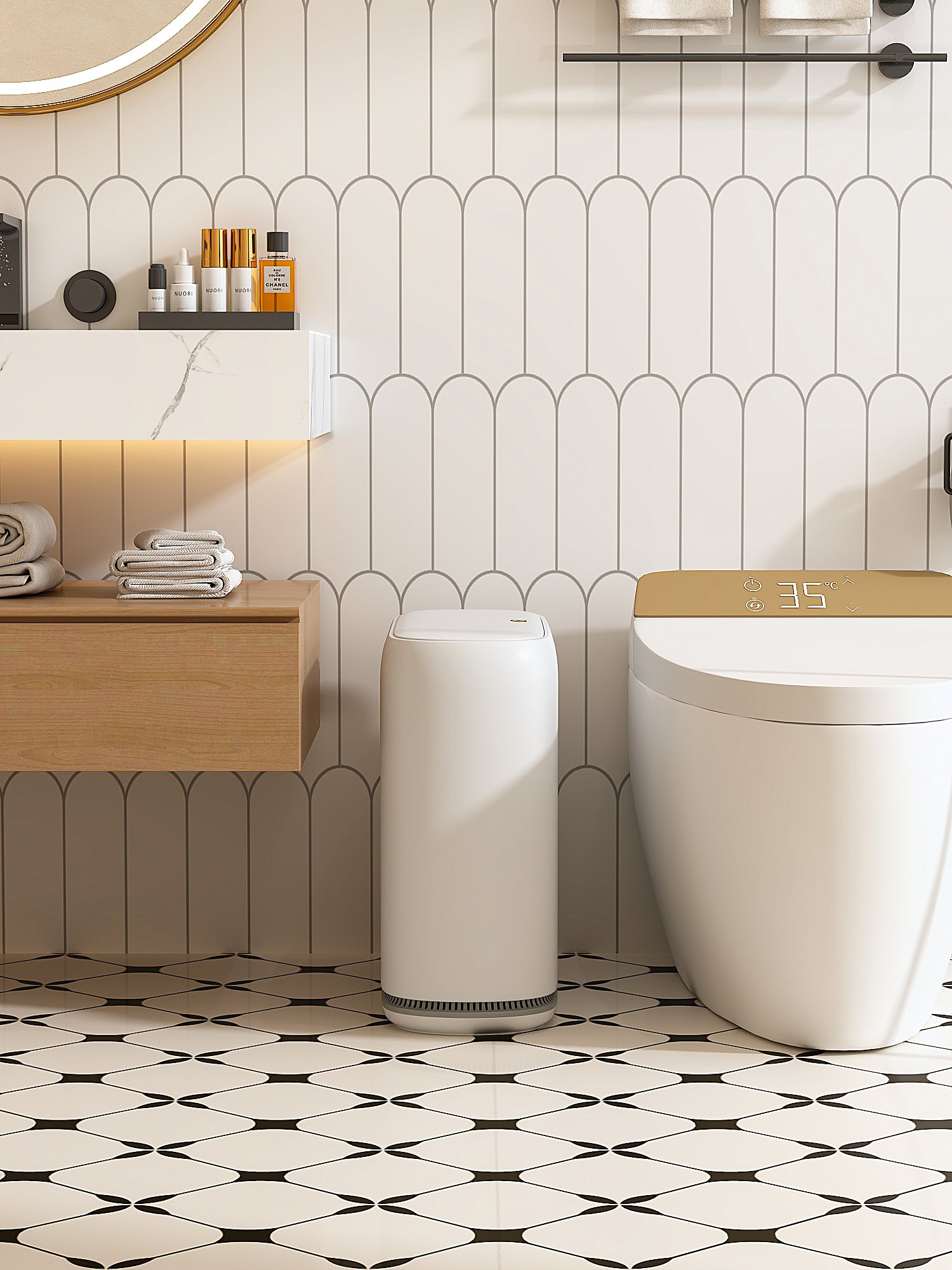 高颜值自动吸附垃圾桶，袋子更贴合~