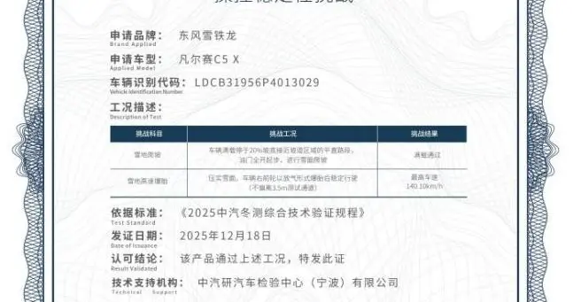 爆胎稳控+智能爬坡双优，凡尔赛C5 X解锁极寒满分安全