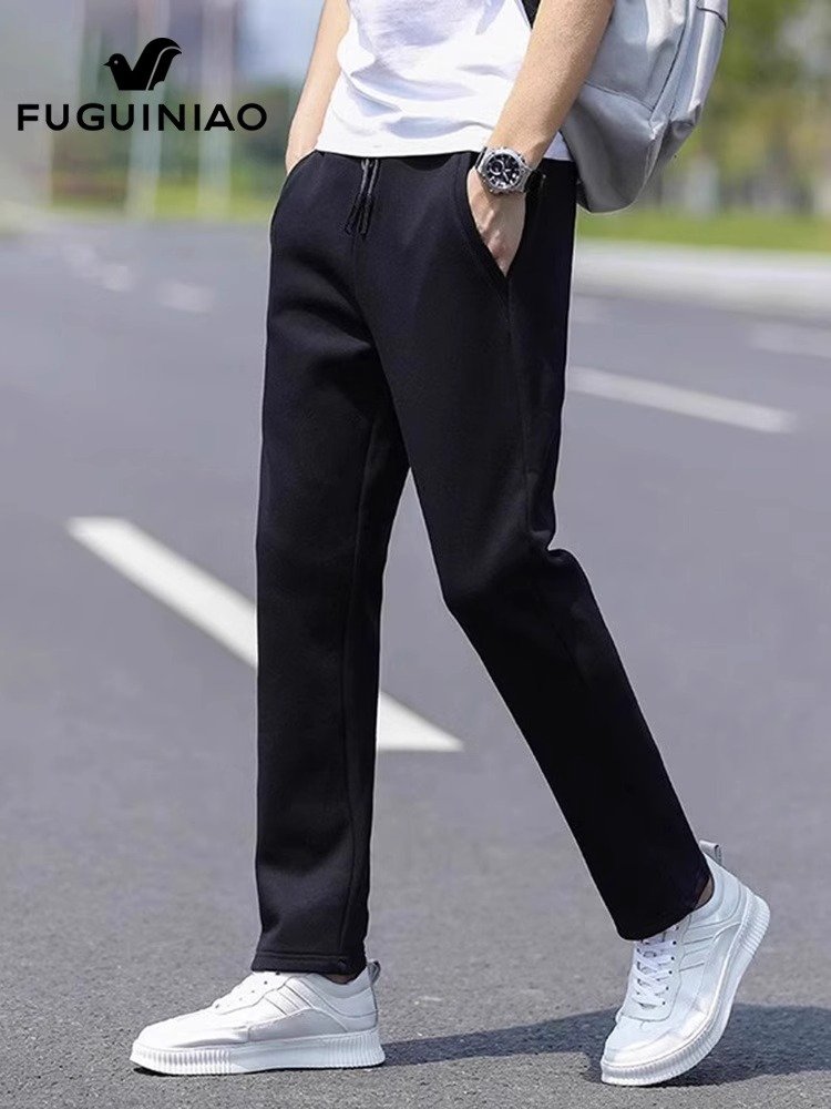 富贵鸟休闲裤男士宽松直筒卫裤秋季抽绳弹力