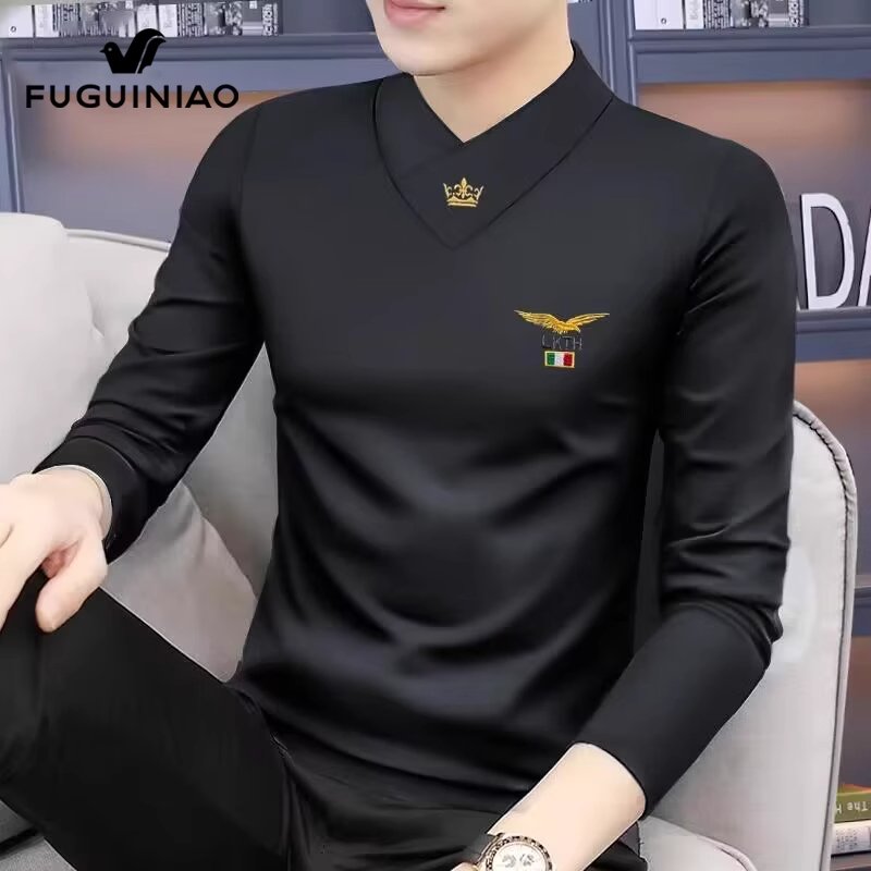 富贵鸟休闲长袖t恤男士