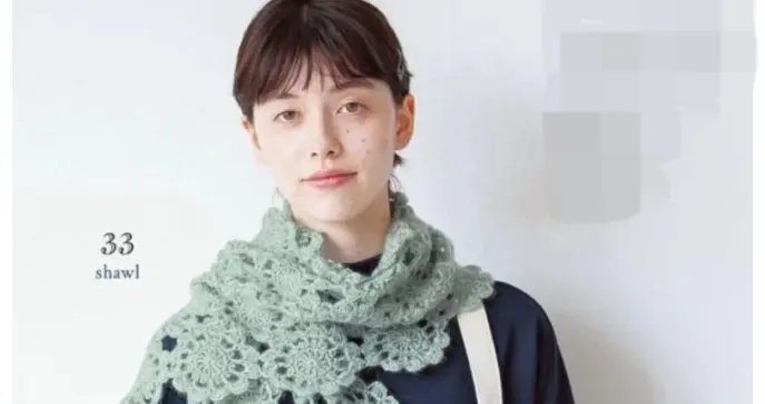 隽秀圆形花片拼接钩针围巾