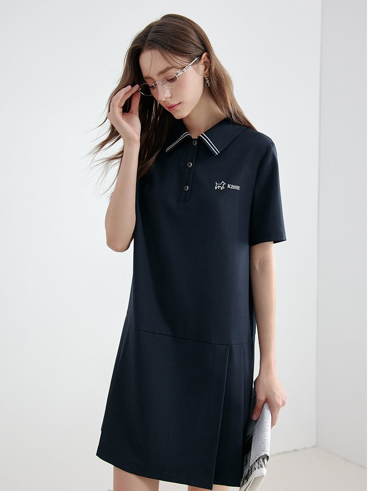 藏青色连衣裙青春活泼polo领