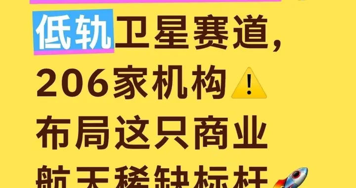 汇金16亿重仓低轨卫星赛道，206家机构布局这只商业航天稀缺标杆