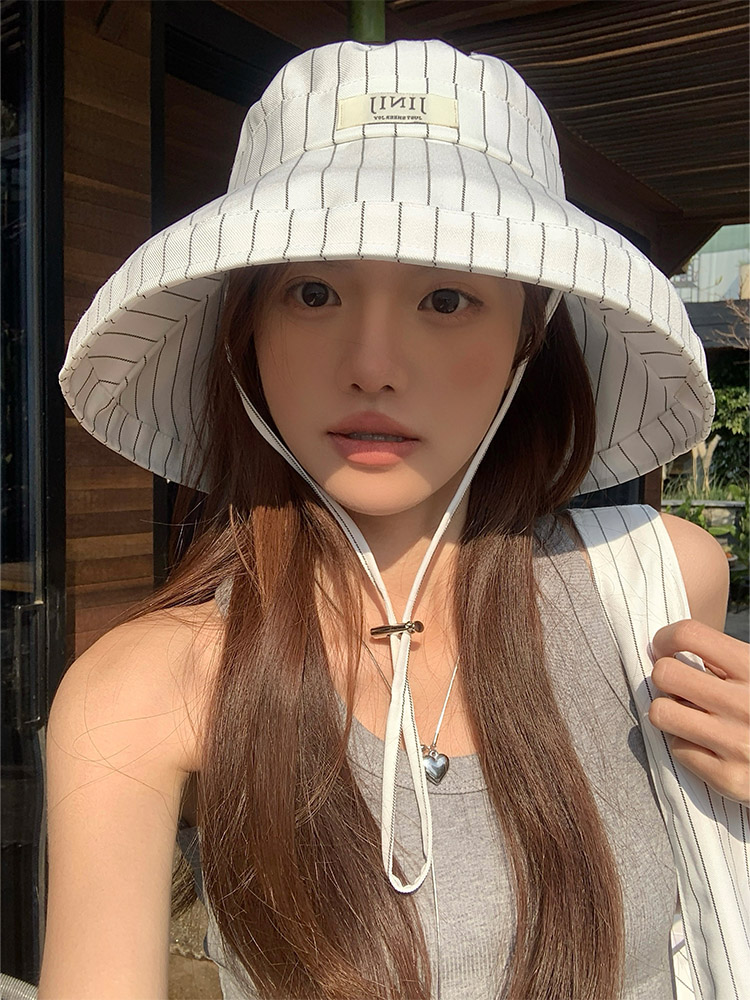 夏季小清新百搭韩系大帽檐条纹渔夫帽！