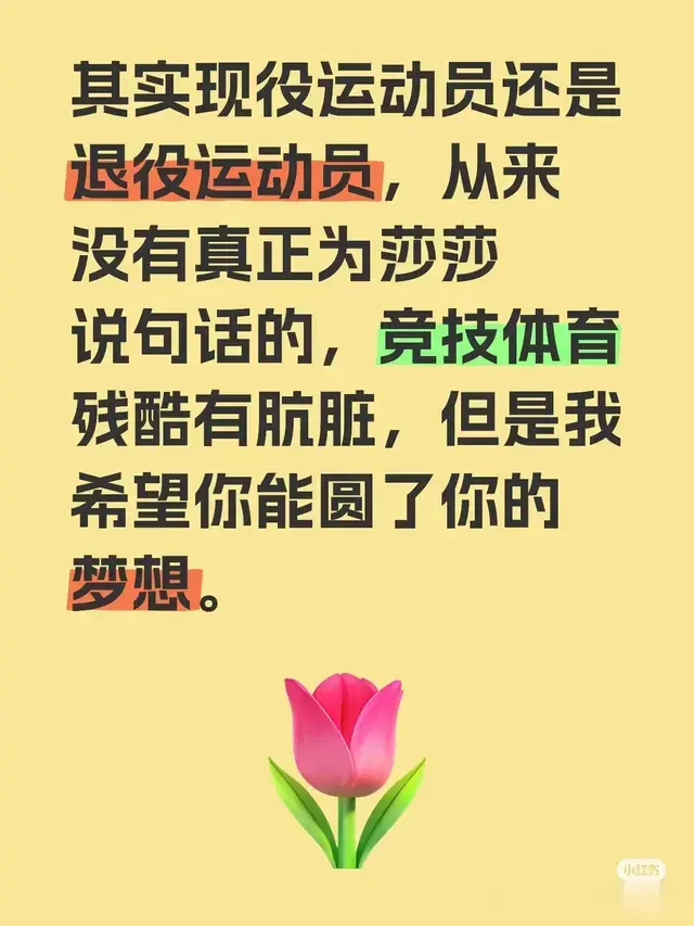其实现役运动员还是退役运动员，从来没有真正为莎莎说句话的
