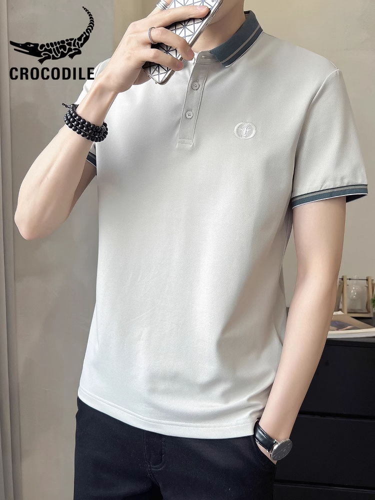 鳄鱼恤夏季薄款休闲商务短袖t恤男