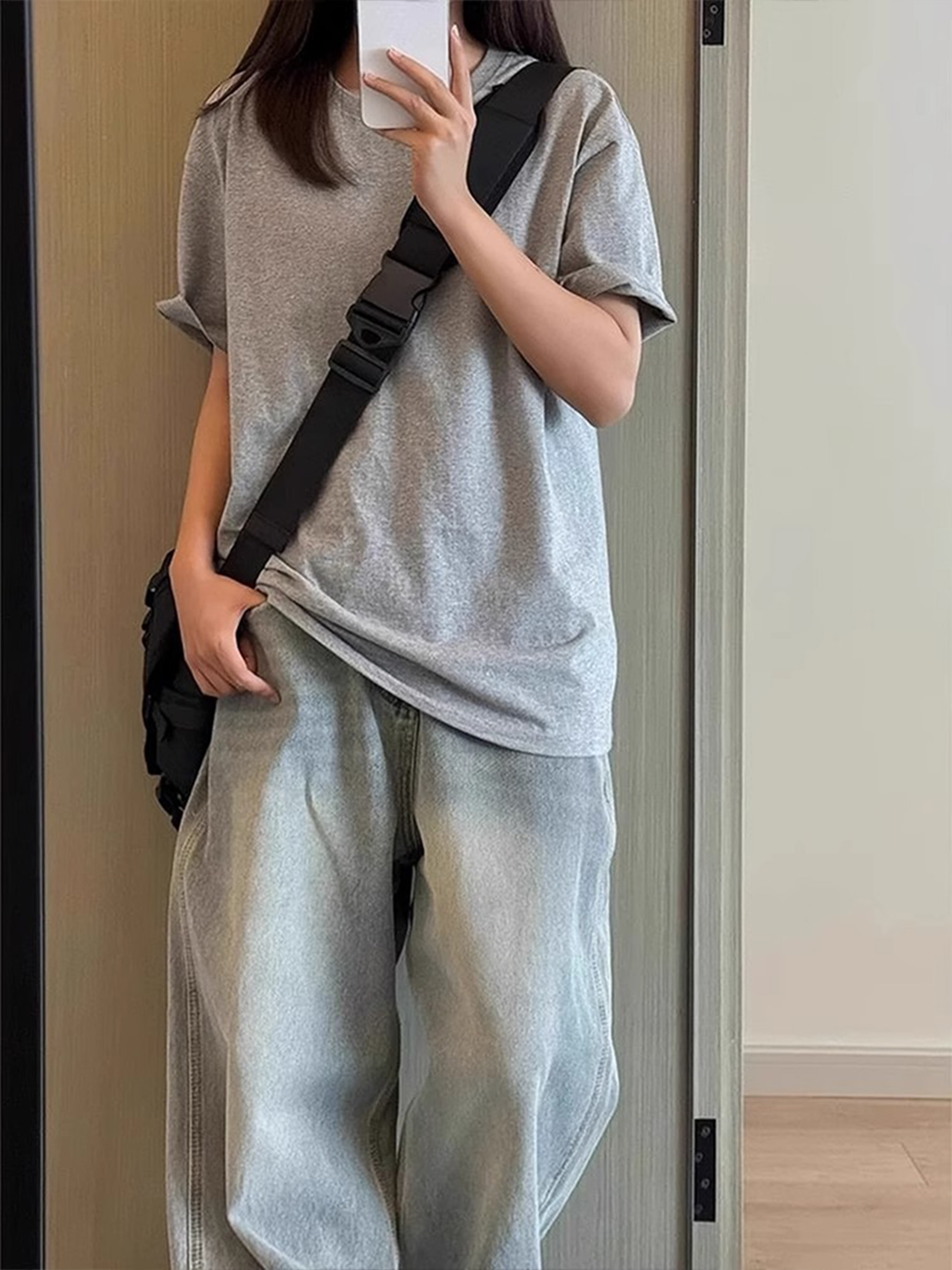 深灰色凉感冰丝裤子男款夏季薄款透气垂感山