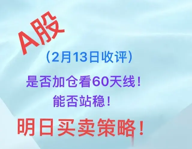 A股2月13日收评：紧盯60天线和5周均线，买卖策略不同！