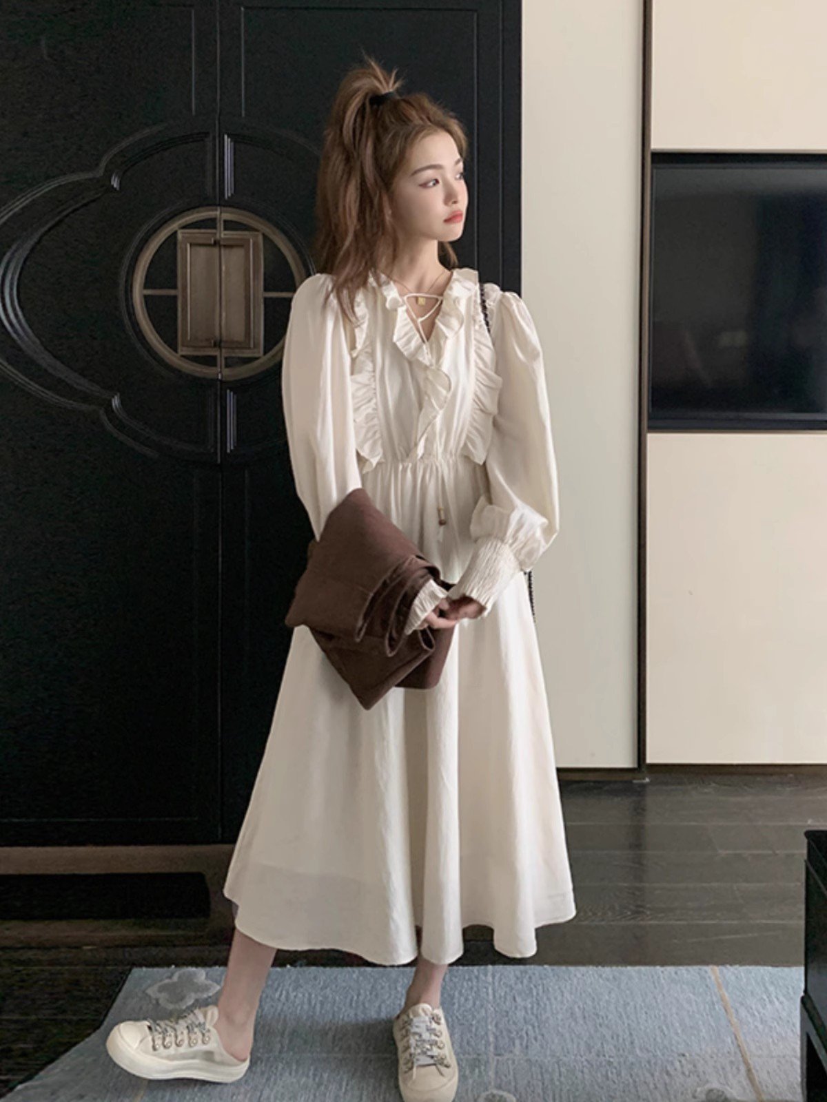 💖法式浪漫回归👗 复古长袖连衣裙💕