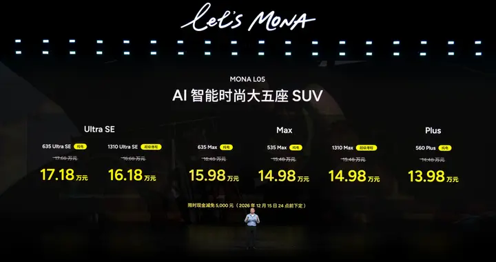 AI智能时尚大五座SUV！小鹏MONA L05上市，限时13.98万元起