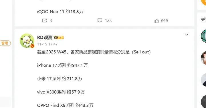 W46周各大主要产品销量汇总及增量汇总