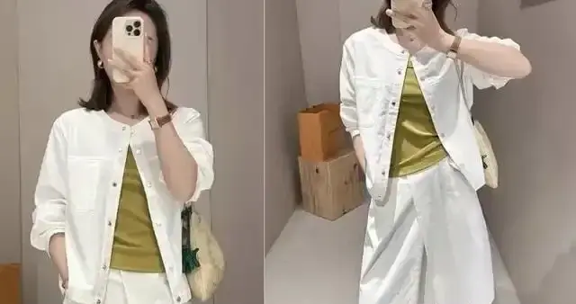 女生“T恤+半裙”简约时尚，轻松穿出利落高腰线，得体大方显身材