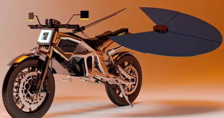 全球首款“太阳能电动摩托车”概念车，巨大面板可折叠收纳