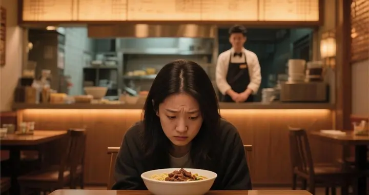 我去自家饭店吃饭，点了碗58元的牛肉面，结账时竟要588