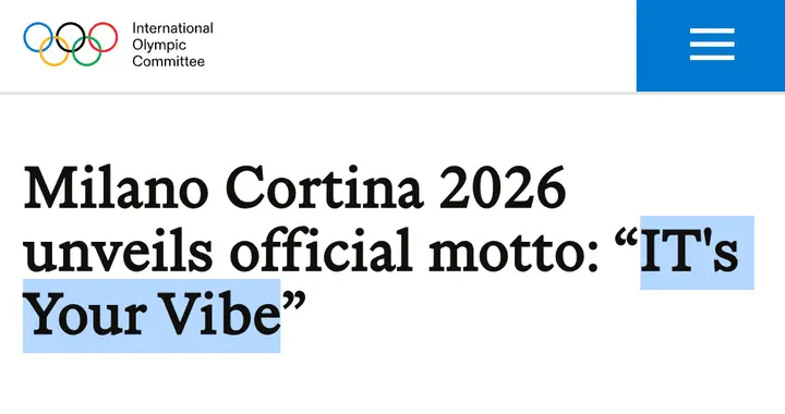 米兰冬奥会英文口号“It's your vibe”，这个翻译令人拍案叫绝！
