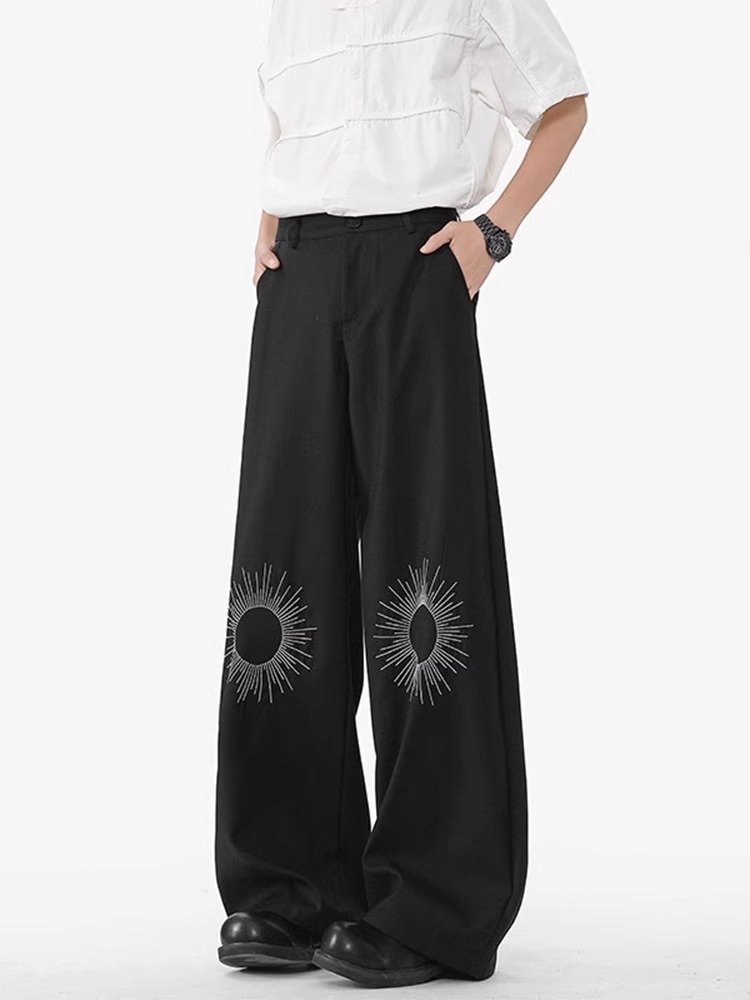 设计感刺绣微喇西裤男款垂坠感高级感弯刀裤