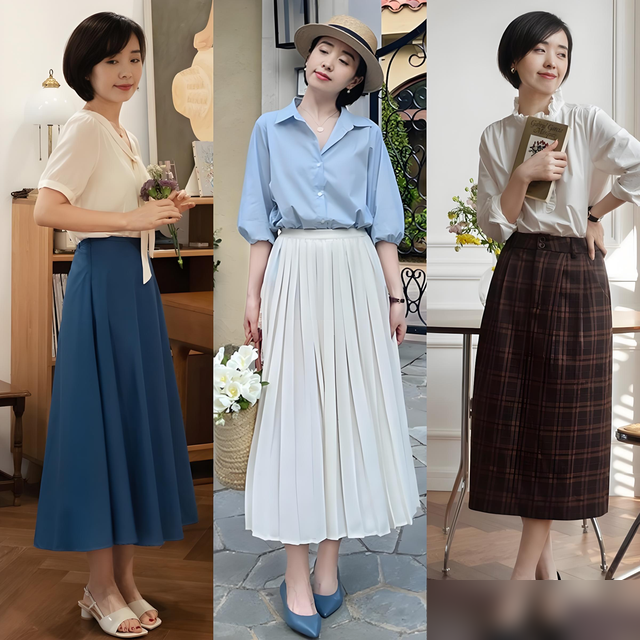 中年女人夏天穿半身裙时，这样搭“上衣”！优雅时髦，还特显气质