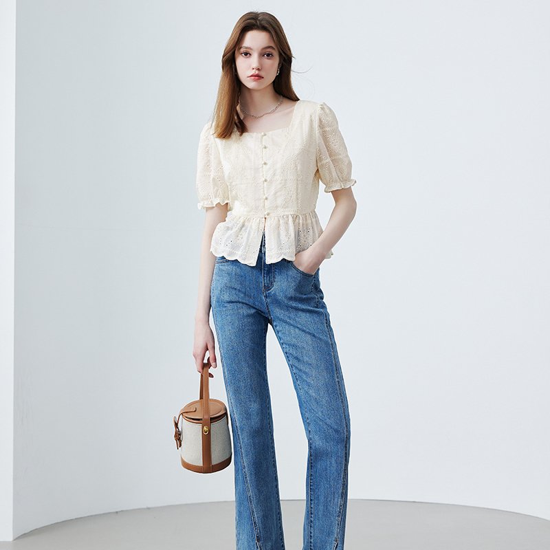 KBNE气质独特法式上衣爆款蕾丝衬衣