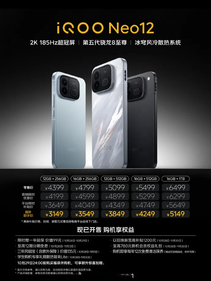 iQOO Neo12 昨日正式发布，第五代骁龙8至尊版+自研电竞芯片Q...