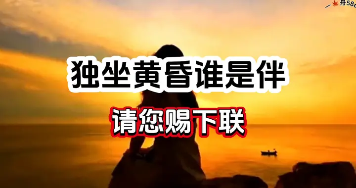对对联 上联：独坐黄昏谁是伴 请您赐下联